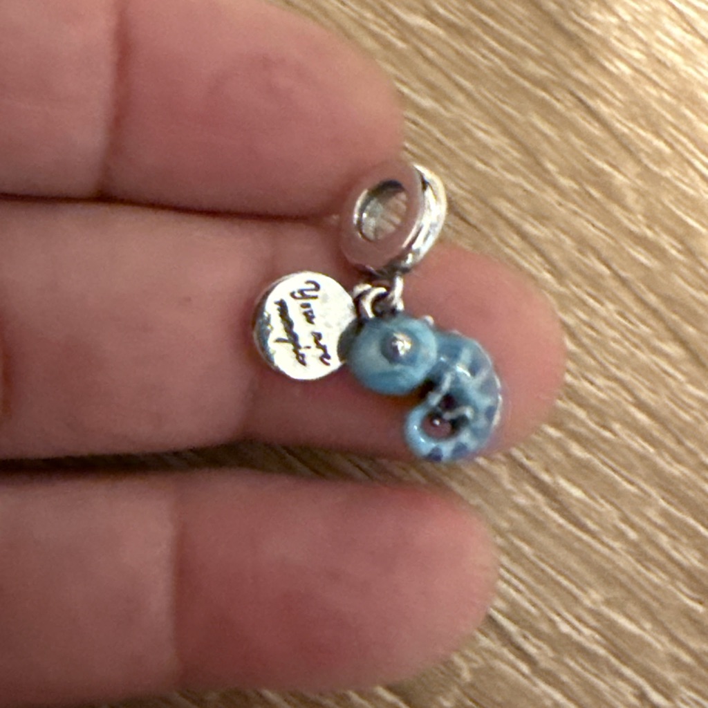 Pandora Silver Charm With Blue Chameleon Pandora Silver Charm With Blue Chameleon